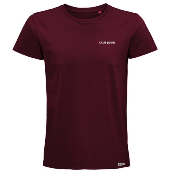 Unisex T-Shirt vorne Calm Down Burgund