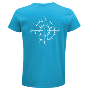 Unisex T-Shirt abstrakter Kompass hinten aqua
