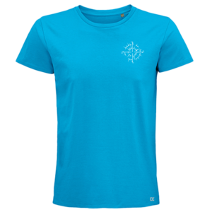 Unisex T-Shirt abstrakter Kompass vorne aqua