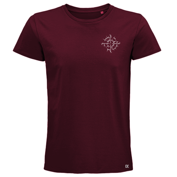 Unisex T-Shirt abstrakter Kompass vorne burgund